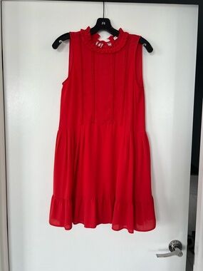 Sunday Best Red Ruffle Neck Mini Dress